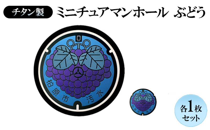 チタン製ミニチュアマンホールぶどう【マンホール・メダルセット】