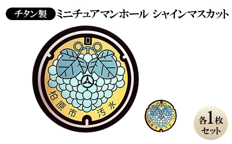 チタン製ミニチュアマンホールシャインマスカット【マンホール・メダルセット】