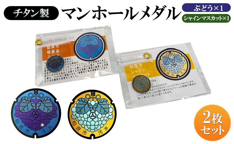 チタン製マンホールメダル【ぶどう・シャインマスカット】