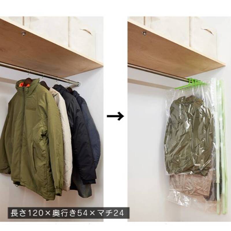 日本製 ハンガー付き衣類圧縮袋 Lサイズ (2枚入り) 2箱セット