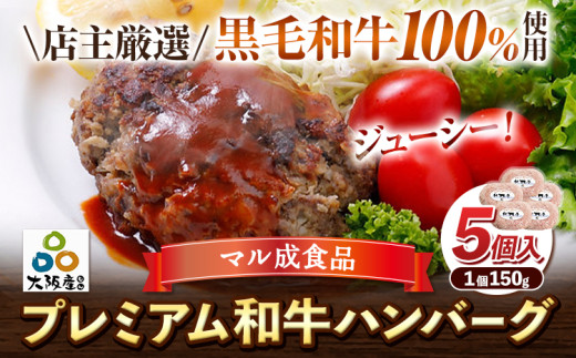 プレミアム和牛ハンバーグ 5個入 マル成食品《30日以内に出荷予定(土日祝除く)》大阪府 羽曳野市 牛肉 惣菜 おかず 冷凍 肉 ハンバーグ 黒毛和牛