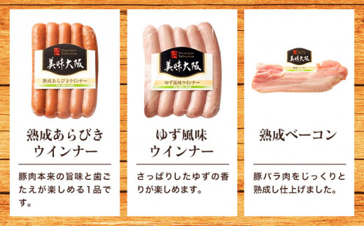 美味大阪 スライスパック・ウインナーセット タケダハム (株)《30日以内に出荷予定(土日祝除く)》大阪府 羽曳野市 ももハム ロースハム あらびきウインナー ゆず風味ウインナー ベーコン