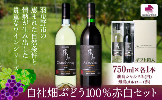 自社畑ぶどう100%赤白セット 750ml×2本 シャルドネ メルロー (株)飛鳥ワイン《30日以内に出荷予定(土日祝除く)》大阪府 羽曳野市 飛鳥ワイン 秀逸畑シリーズ アルコール ワイン 白ワイン 赤ワイン 酒 セット