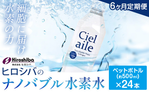 水素水【6ヶ月定期便】ナノバブル水素水 ペットボトル(約500ml)×24本 株式会社ヒロシバ《30日以内に出荷予定(土日祝除く)》大阪府 羽曳野市 送料無料 水素水 肌 美容 健康 水