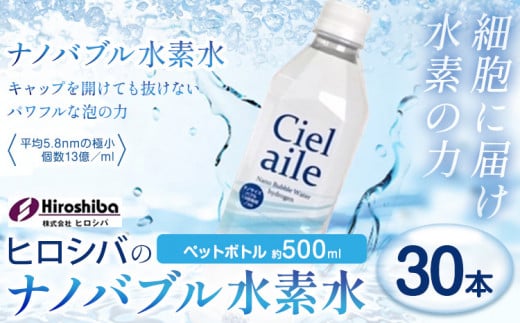 ナノバブル水素水 ペットボトル 約500ml 30本 株式会社ヒロシバ《30日以内に出荷予定(土日祝除く)》大阪府 羽曳野市 送料無料 水素水 肌 美容 健康 水