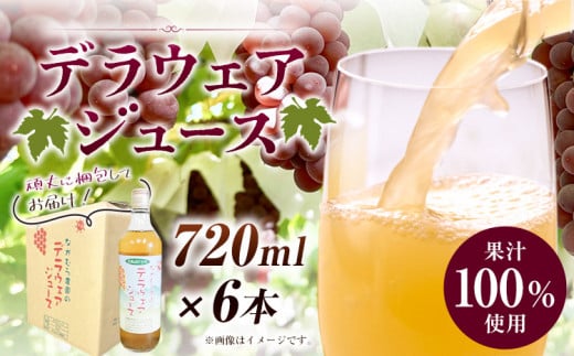 デラウェア ジュース 720ml 6本 有限会社なかむら農園《60日以内に出荷予定(土日祝除く)》大阪府 羽曳野市 ジュース 飲料品 ドリンク ぶどう ブドウ 葡萄 送料無料