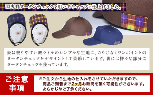 羽曳野タータン チェック キャップ ベースボールキャップ （ ネイビー ） Punctuation《60日以内に出荷予定(土日祝除く)》大阪府 羽曳野市 羽曳野タータン チェック キャップ 帽子 手作り 送料無料