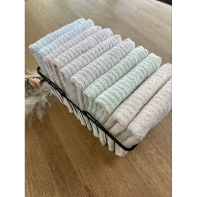 泉州タオル　透かし織りボーダータオル『くすみカラー』5色10枚セット!【1673996】