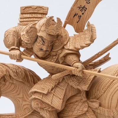 【お申し込み後生産】木彫刻　騎馬武者 馬乗り(大)【1476385】