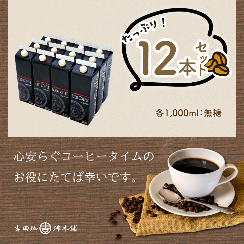こだわりのアイスコーヒー 無糖 12本【配送不可地域：北海道・沖縄・離島】【010C-019】
