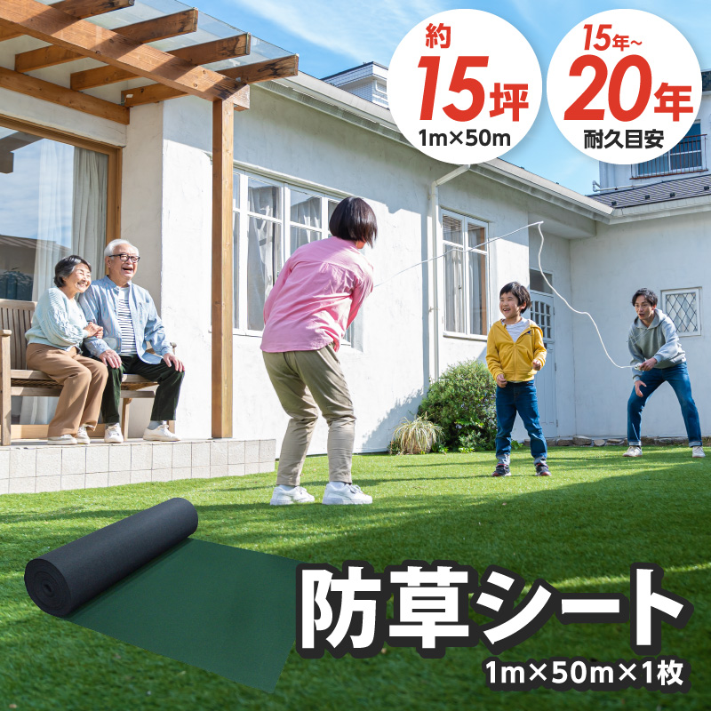 防草シート 1m×50m リバーシブルタイプ（緑×黒）【配送不可地域：北海道・沖縄・離島】 【030A-003】