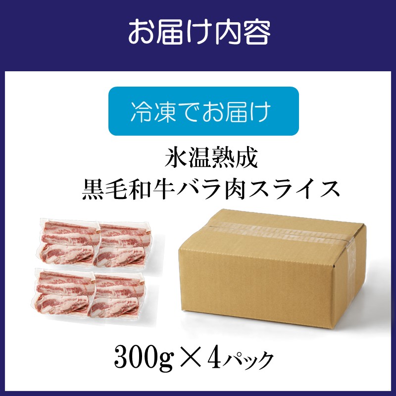 【氷温熟成】黒毛和牛バラ肉スライス 1200g（300g×4パック）【配送不可地域：北海道・沖縄・離島】【077D-017】