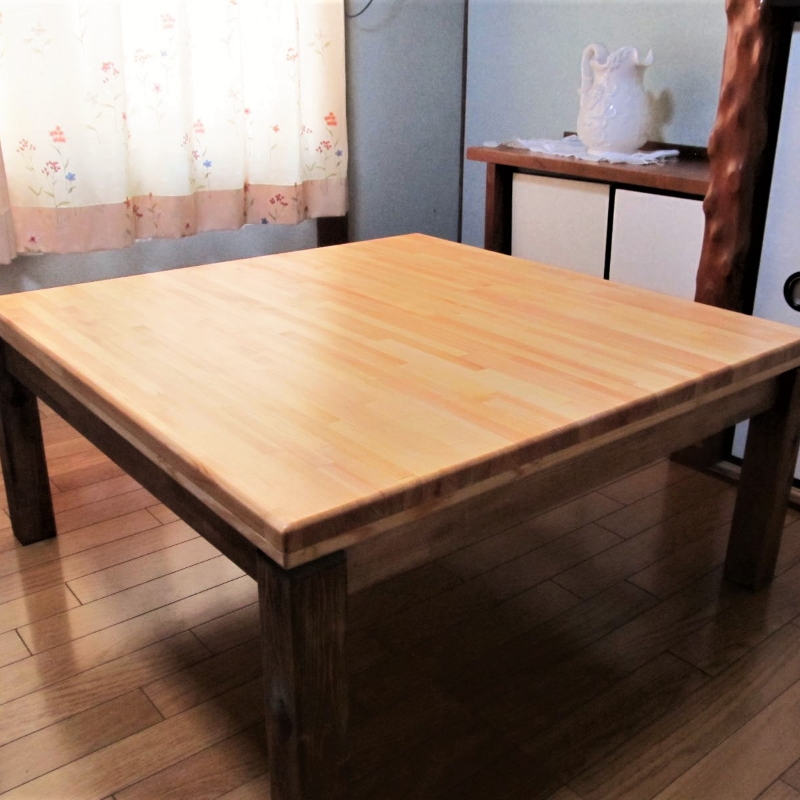 手作り木製 ローテーブル「こたつにも使ってね」【007A-057】