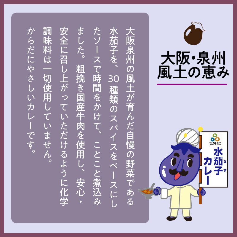 大阪産（おおさかもん）泉州水なすカレー 12箱 【御守つき】（レトルト 常温 簡単調理 レトルト食品 レトルトカレー かれー カレー カレールウ カレールウセット カレールー カレールーセット 人気カレー おすすめ 人気 泉南市 水茄子 なす）【041D-012】