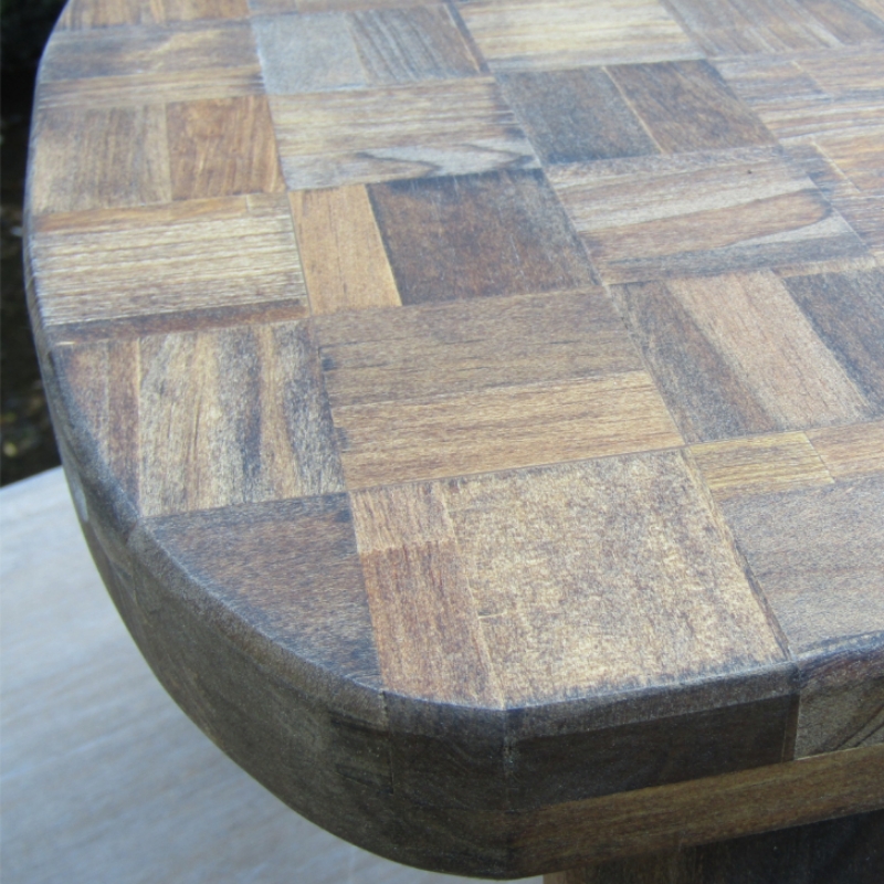 手作り木製 天板が市松模様の四角ちゃぶ台 脚折れ金具仕様【007B-123】