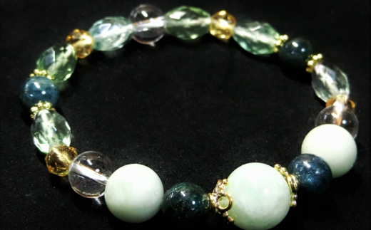 天然石ブレスレット 「新緑のアフロディーテ」【007C-073】