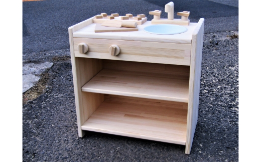 手作り木製ままごとキッチン 素材色 KHM-C【007B-088】