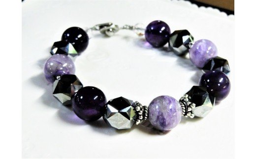 天然石ブレスレット 「シャドームーン」【007A-031】