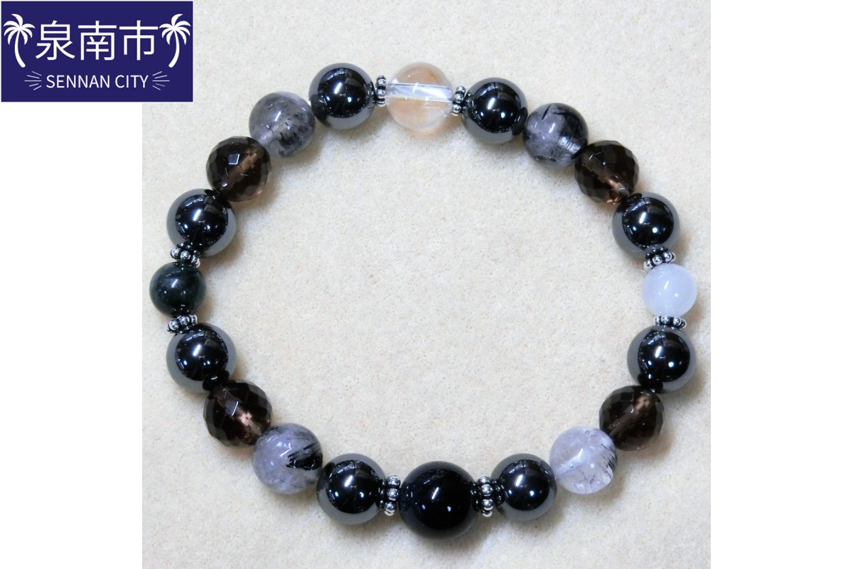 天然石ブレスレット 「戦う戦士たちへ」ブラック【007C-076】