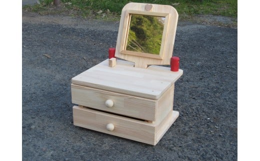 手作り木製 姫鏡台2段ワイド【007B-078】