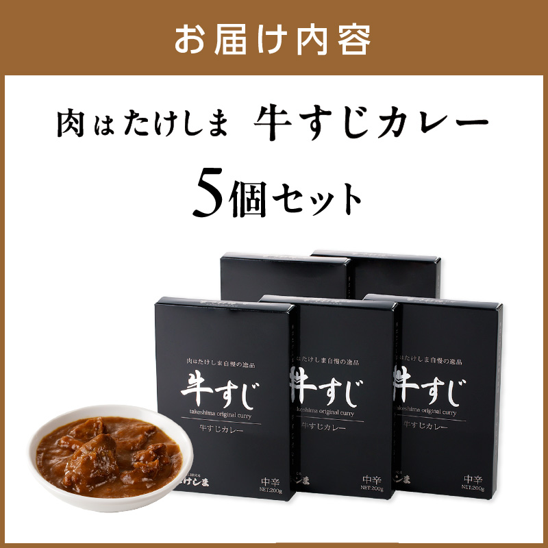 肉はたけしま 牛すじカレー 5個セット カレー レトルトカレー レトルトカレーセット こだわりカレー ビーフカレー スパイスカレー 牛スジカレー 人気カレー 大人気カレー レトルト食品 常温保存【002D-009】