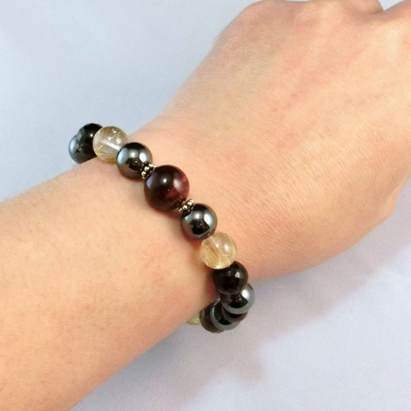 天然石ブレスレット 「戦う戦士たちへ」ゴールド【007C-077】