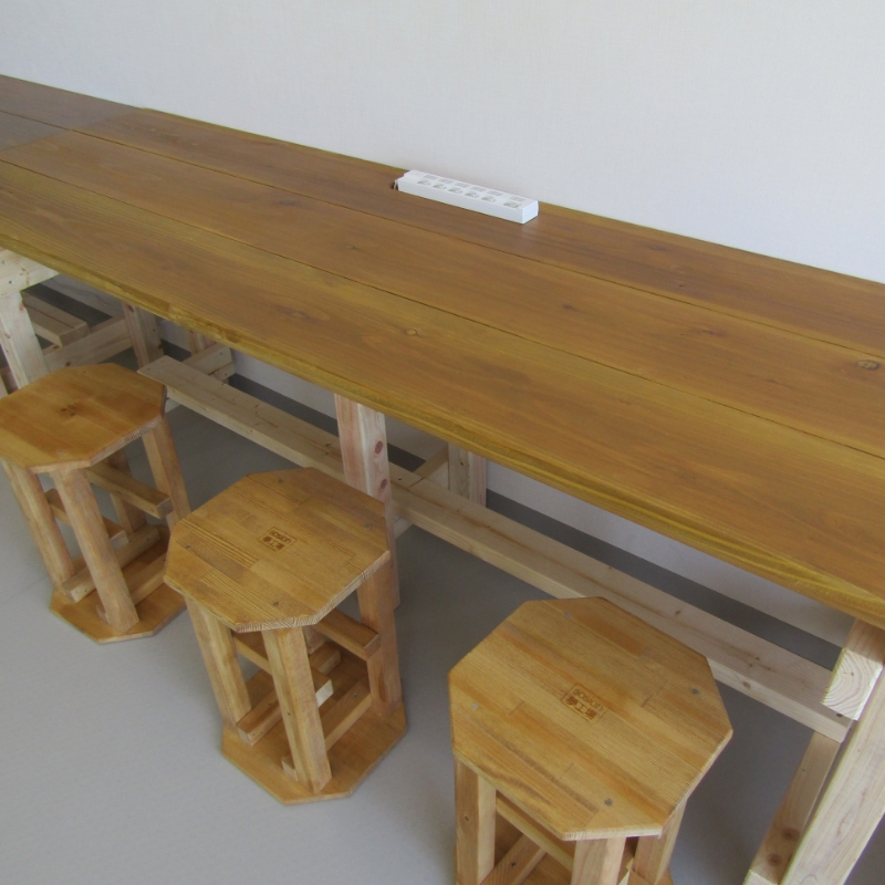 手作り 木製 八角 スツール【007C-067】