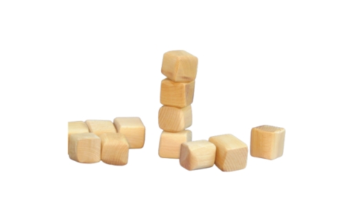手作り国産ブナ製、積みづらい積み木「積めますか？」【007D-073】