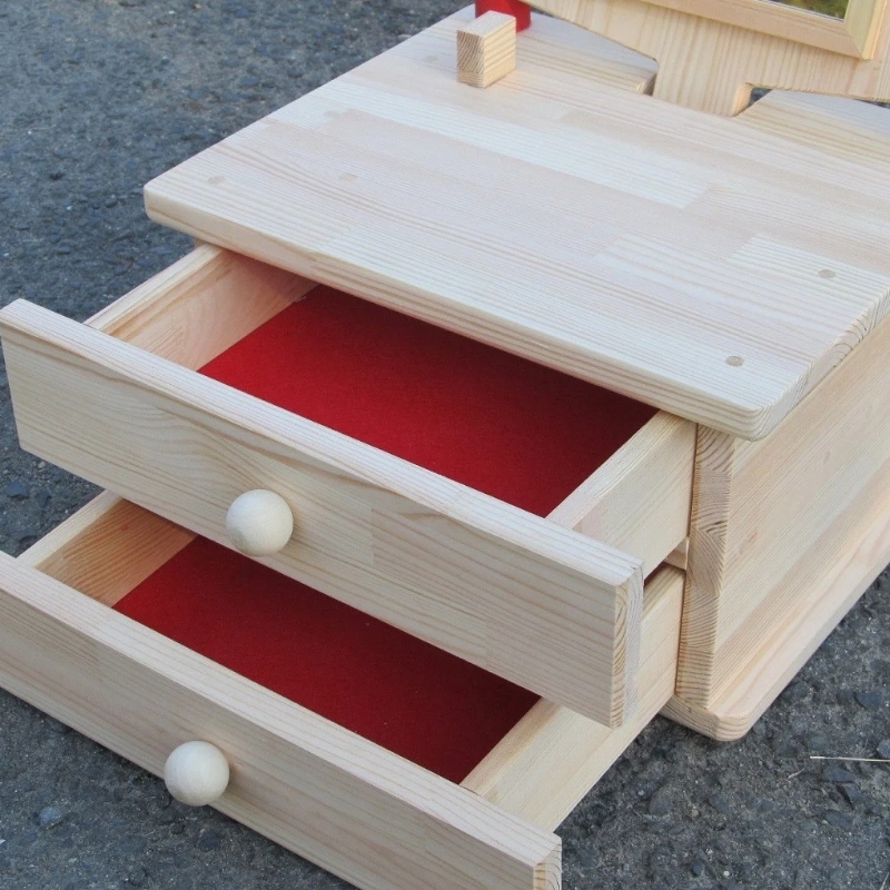 手作り木製 姫鏡台2段ワイド【007B-078】