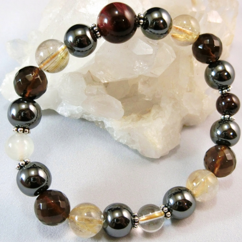 天然石ブレスレット 「戦う戦士たちへ」ゴールド【007C-077】