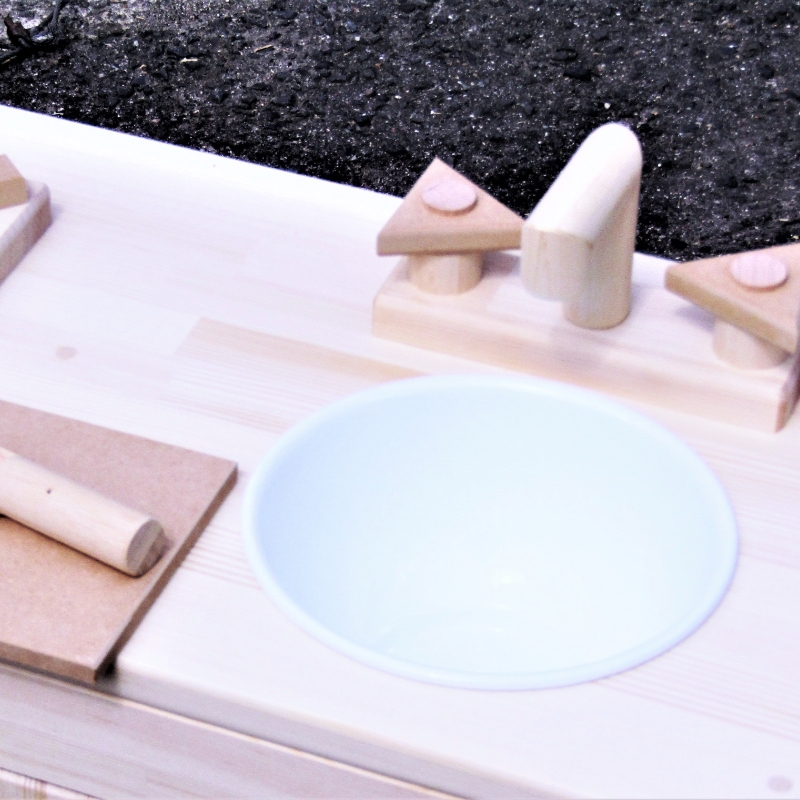 ままごとキッチン・棚付き 大きなレンジ付き 素材色 DHK-R【007A-044】