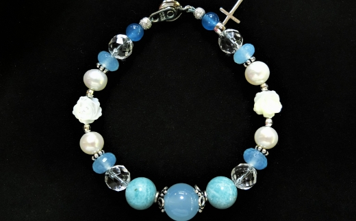 天然石ブレスレット 「恋するクロス」シルバー【007C-075】