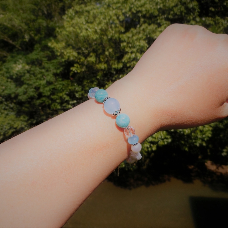 天然石ブレスレット 「恋するクロス」シルバー【007C-075】