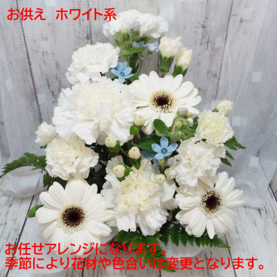お任せ アレンジメント 生花 お供え用 ホワイト系【配送不可地域：離島】【1481176】