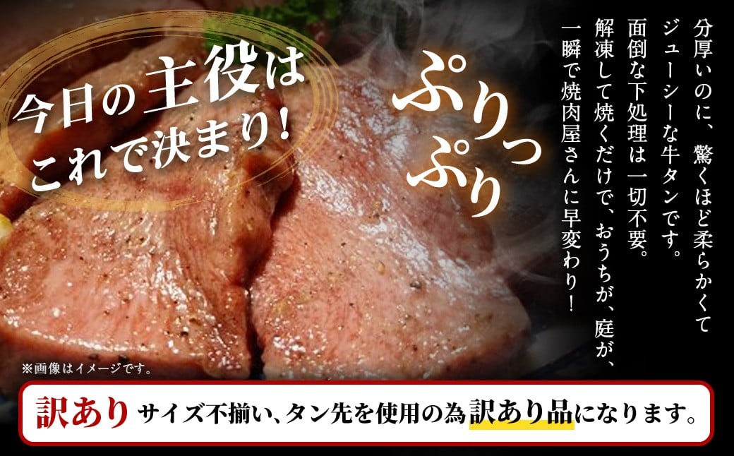 【ふるさと納税3.0対象】【訳あり】極厚の厚切りタン 1kg（500g×2パック） ニンニク醤油×ニンニク醤油 ／ 牛タン 牛たん タン たん 牛肉 お肉 肉 極厚 厚切り 訳アリ 理由あり わけあり 大阪府 阪南市 冷凍