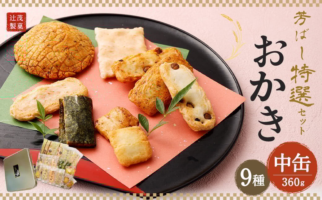 芳ばし 特選セット 中缶 おかき 9種 360g