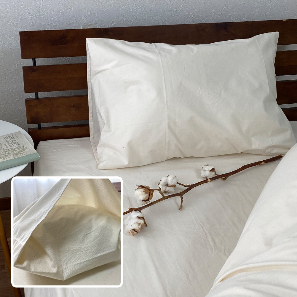 【セミロングサイズ】無漂白綿100％ キナリ まくらカバー（43cm×90cm） ｜ 枕カバー 枕 カバー  SLサイズ キナリ 寝具 無漂白綿