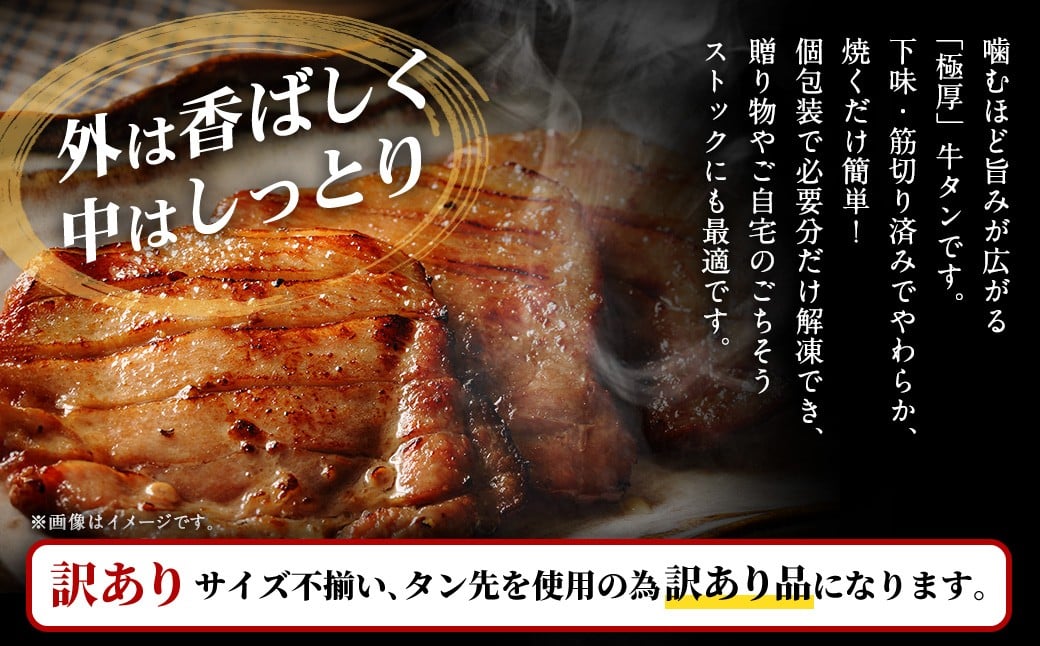 【訳あり】 極厚牛タンステーキ 1kg （500g×2パック）バジルソテー×バジルソテー ／ 牛タン 牛たん タン たん 牛肉 お肉 肉 ステーキ 極厚 訳アリ 理由あり わけあり 大阪府 阪南市 冷凍