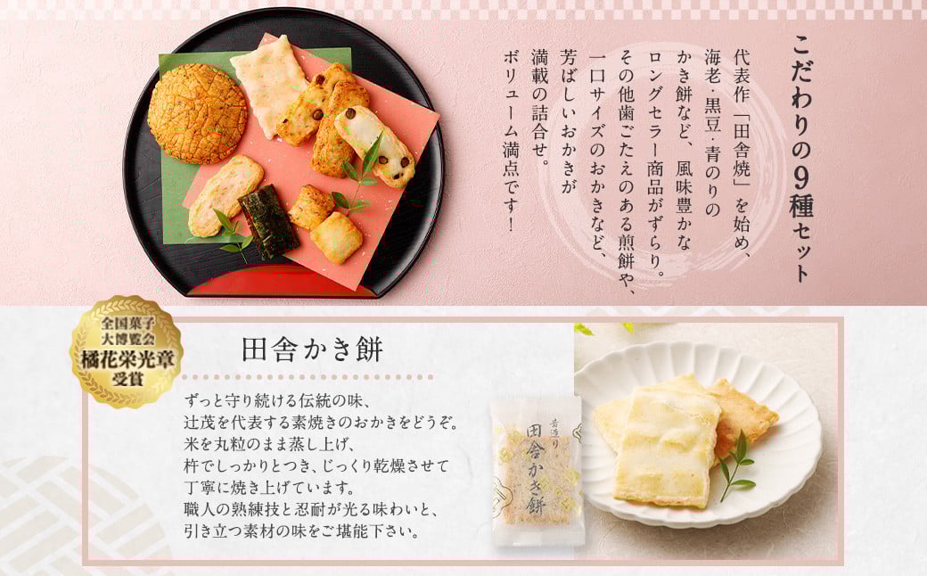 芳ばし 特選セット 中缶 おかき 9種 360g