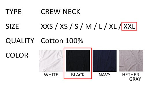 【XXLサイズ】 EIJI T−SHIRT クルーネック ブラック _SM14-7 ｜ 服 Tシャツ ティーシャツ 国産 日本製 大阪府 阪南市