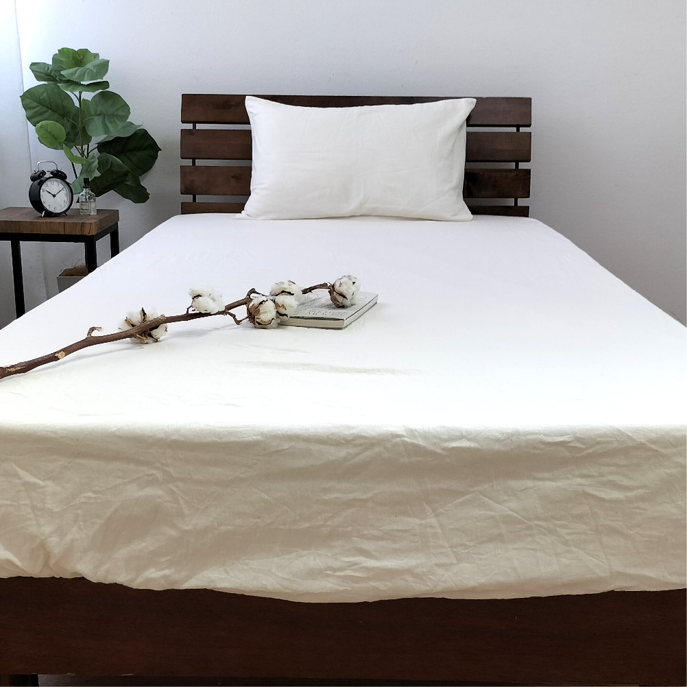 2重ガーゼボックスシーツ 無漂白キナリタイプ【セミダブルサイズ】（120×200×30cm） セミダブル ボックスシーツ ベッドシーツ マットレスシーツ ベッドカバー 寝具 カバー キナリ 生成り オーガニックコットン 綿 日本製 大阪府 阪南市