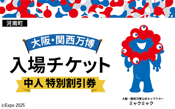 No.382 2025年日本国際博覧会入場チケット 特別割引券（中人）【河南町返礼品】