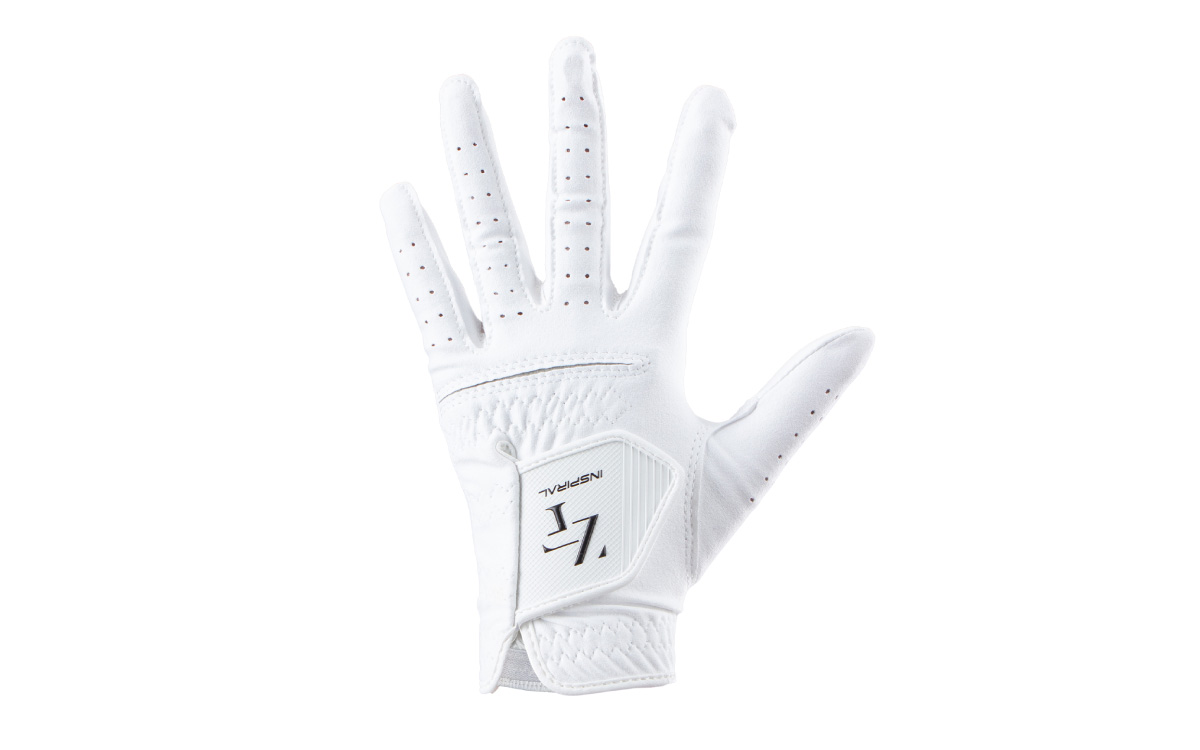 インスパイラルグローブ ホワイト 右手用　(22cm) ／ゴルフ スポーツ 極薄素材 合成皮革 タイト 密着 練習用 ラウンド時 滑りにくい 動きやすい 快適 ユニセックス