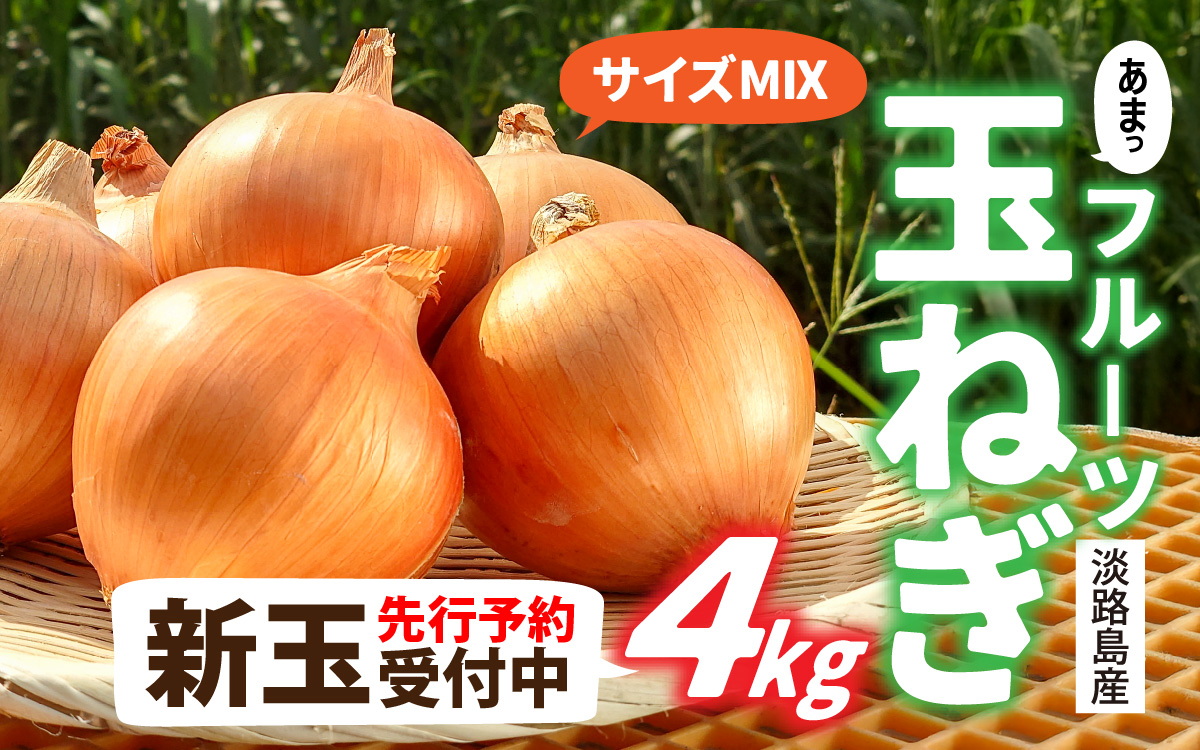 【先行予約】新玉フルーツ玉ねぎ4kg【サイズ色々】※2026年3月中旬頃より順次発送予定