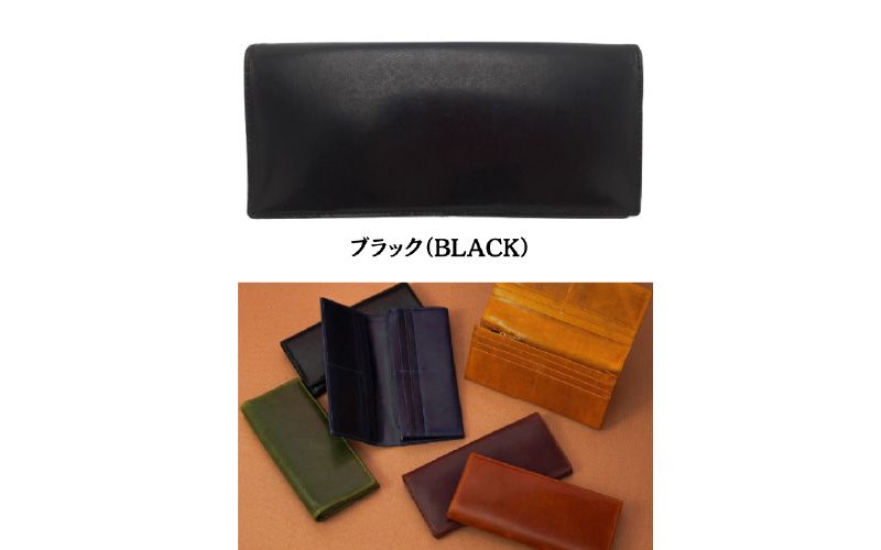 自社オリジナル　本革ヌメロングウォレット長財布　ブラック