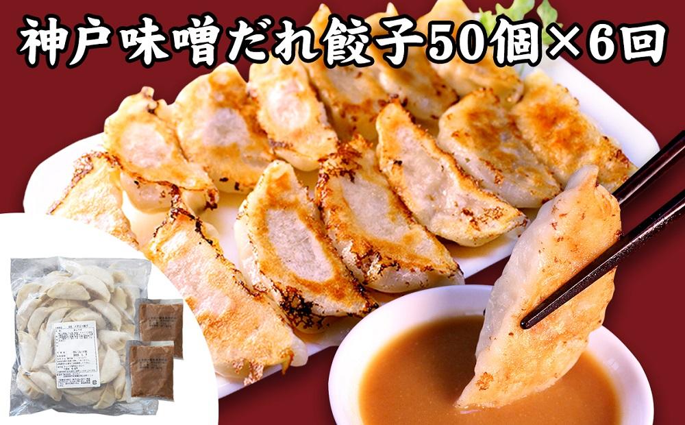 【定期便6ヶ月コース】神戸名物 味噌だれ餃子2種／計100個（50個×2パック） ×6回