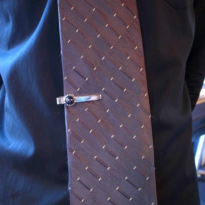 天然ブラックパール 銀製 タイピン DK-046　　