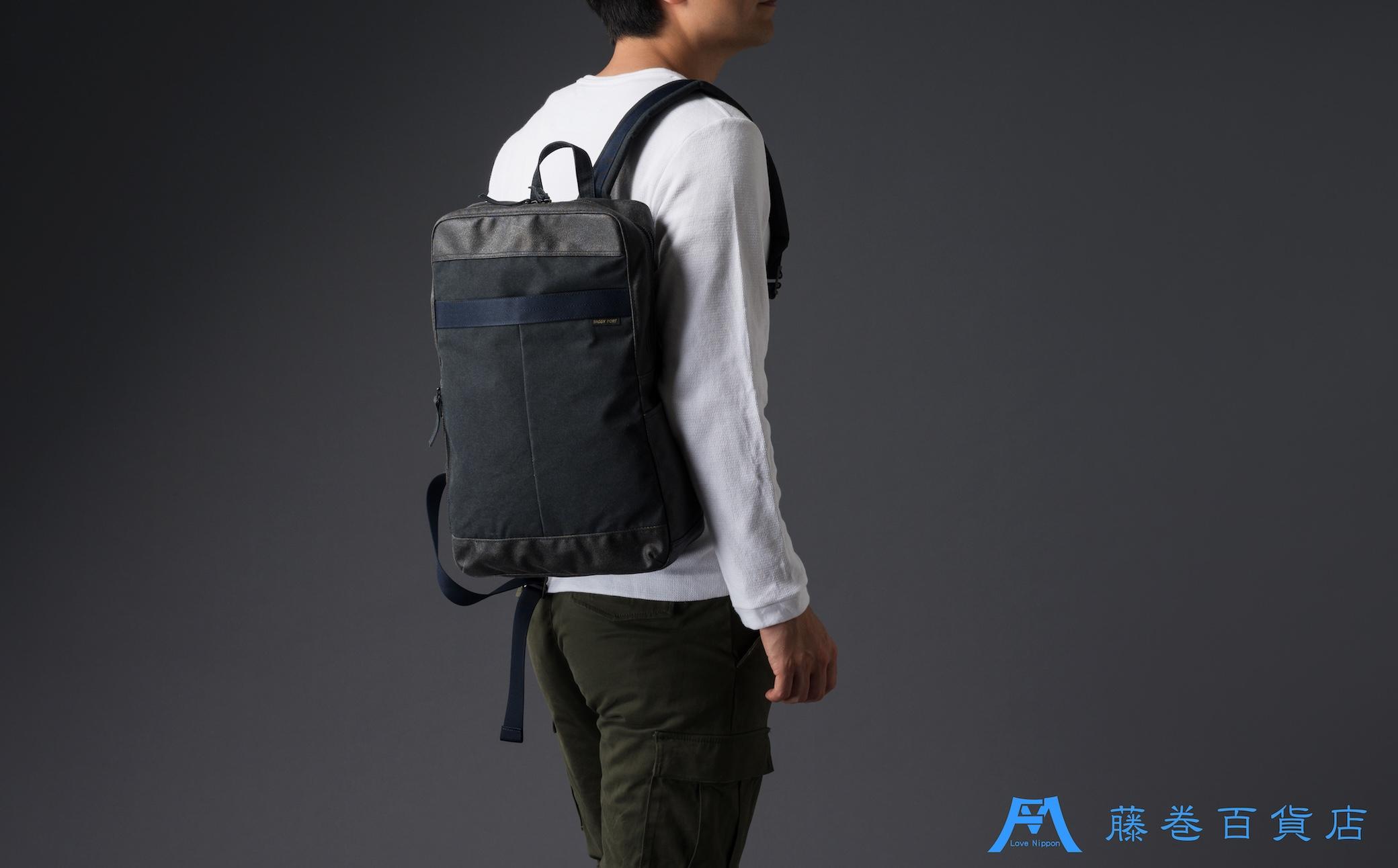 【BAGGY PORT】藤巻百貨店別注10ozシェルターダック×幌帆布のリュック【カラー：カーキ】