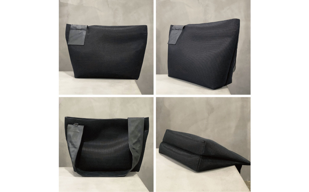 【-Less】DIA MESH／アシンメトリーショルダーバッグ　L （ブラック）　LMSB-7003