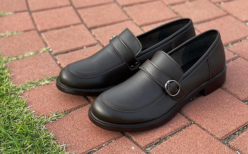 【職人手作り】靴ずれから解放 やわらかベルトローファー 学生靴 通学 通勤 冠婚葬祭  A0663（ブラック）